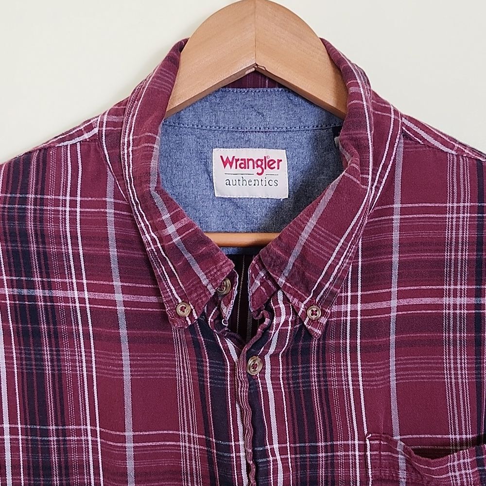 Wrangler Authentics Men's Plaid Casual Button Down Long Sleeve Shirt, Size 2XLT